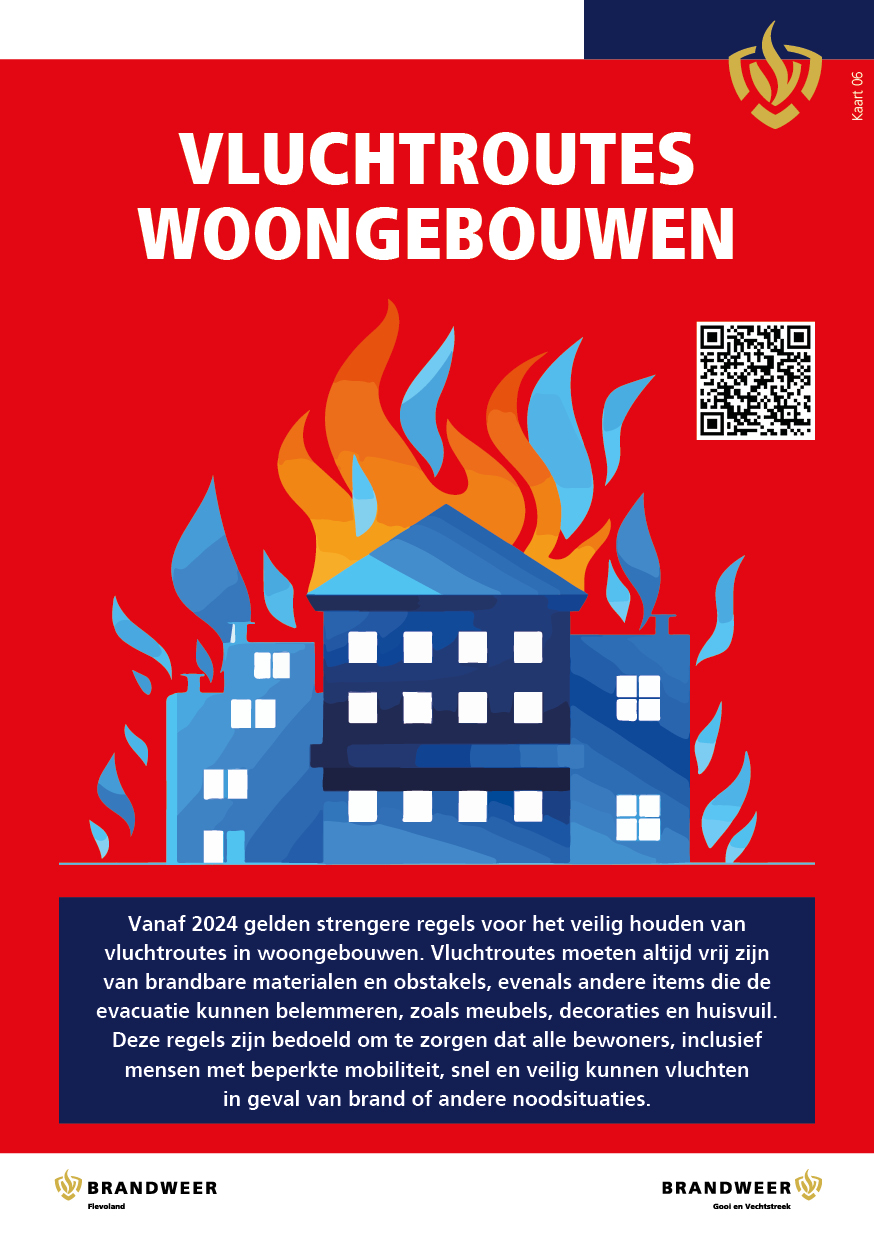 Voorzijde flyer vluchtroutes woongebouwen
